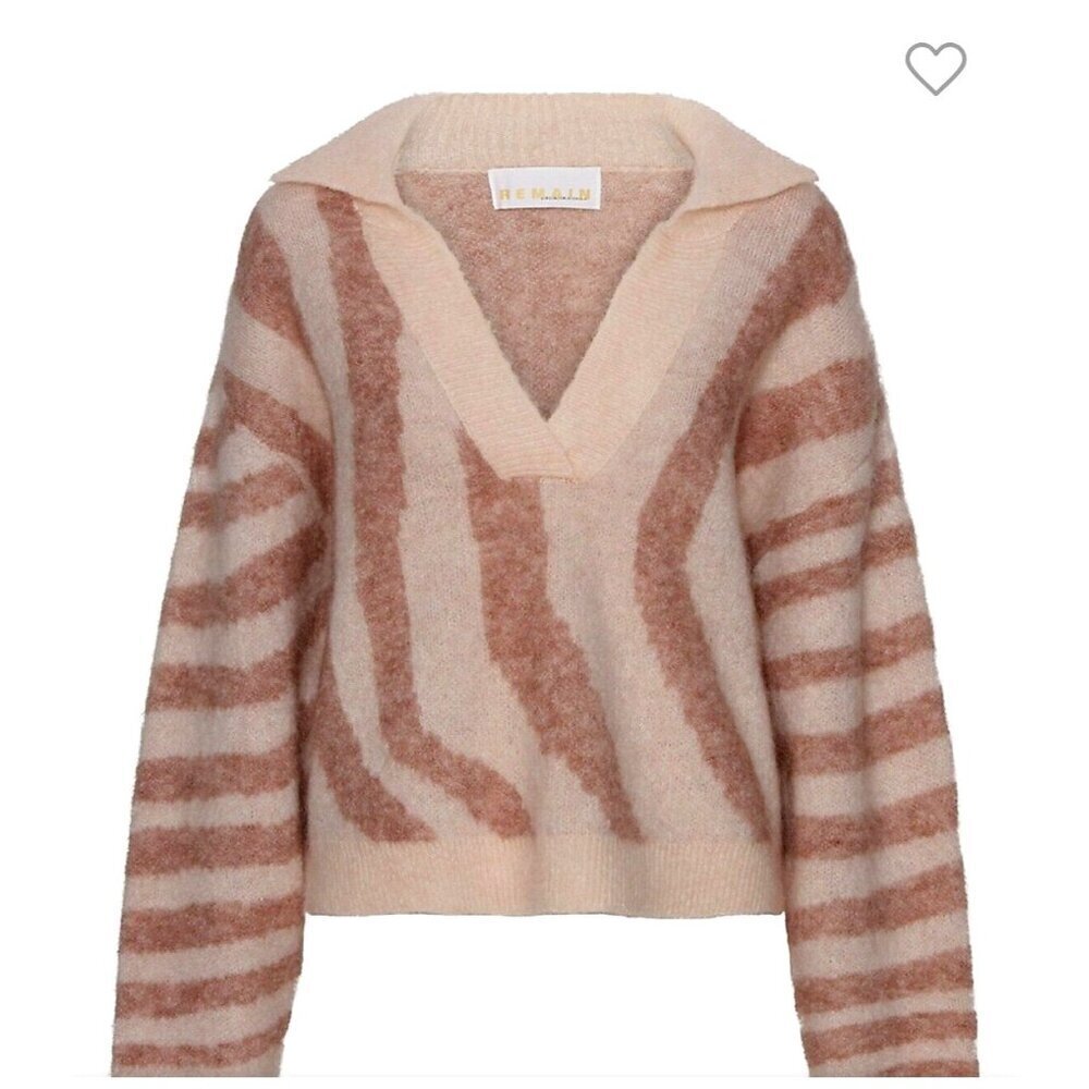 Remain Birger Christensen Pink Geometric Print Wool  Mohair Sweater 6 Oversized